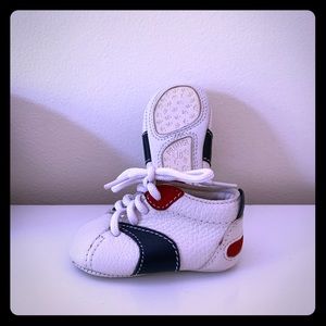 Baby boy girl first Italian leather crib shoes